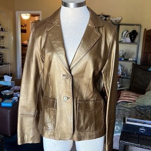 **VINTAGE**RARE**UNICORN**cabi Bronze Metallic Leather Jacket Size 12